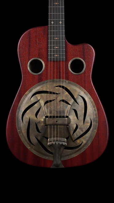 Beard Trailhead-E All Mahogany Roundneck Resonator Guitar with Cutaway - Scarlet