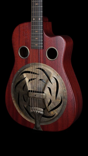 Beard Trailhead-E All Mahogany Roundneck Resonator Guitar with Cutaway - Scarlet