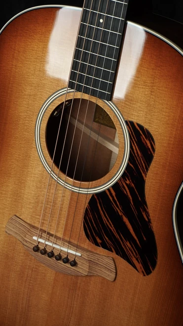 Taylor Gold Label 517e Sunburst with Firestripe Pickguard - Torrefied Spruce / Mahogany Grand Pacific - Close Angle