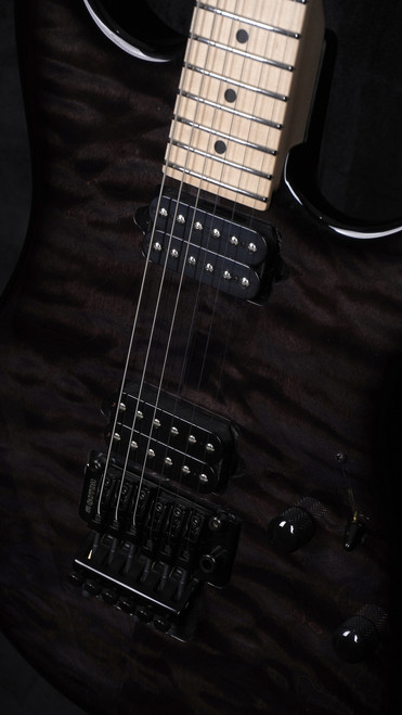 Suhr Standard Thin Burst Limited Edition in Transparent Black with Maple Fingerboard and Gotoh Floyd -Angle