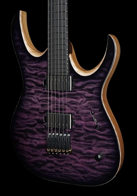 Mayones Duvell Elite 6 Custom Purple to Black Burst Quilt Maple - Velvetron Pickups