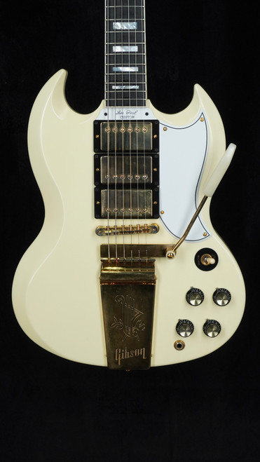 Preowned 2020 Gibson Custom Shop '63 Les Paul SG Custom in Classic White with Maestro Vibrola