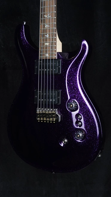 PRS Wood Library Custom 24-08 in Purple Sparkle with Figured Maple Neck - Angle Close