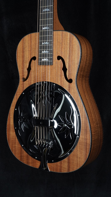 Beard Custom Legacy E-Model Koa Squareneck Resonator - Satin Natural - Close Angle