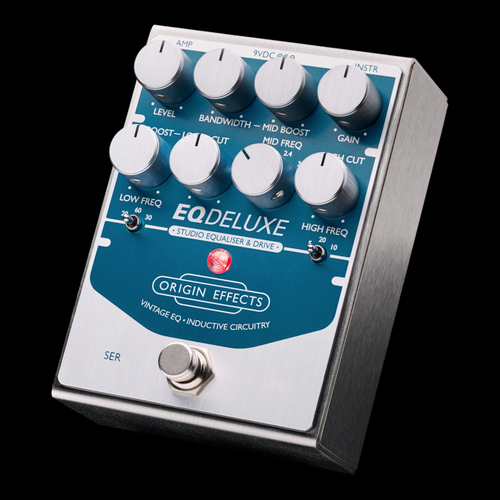 Origin Effects EQ Deluxe Studio Equaliser & Drive Pedal Front Right Angle