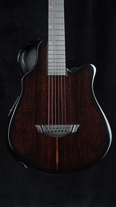 Preowned Emerald Guitars X10 HyVibe Smart Guitar - Cocobolo Veneer Top Front Close