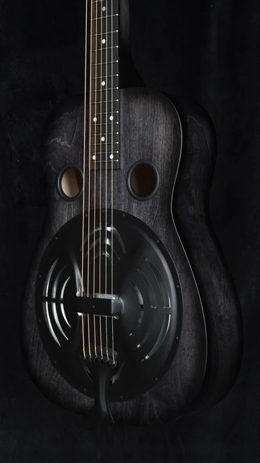 Preowned 2022 Beard Radio Standard E Squareneck - Satin Black Ice w/ Fishman Electronics - Angle Close