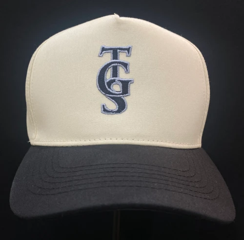 The Guitar Sanctuary Ball Cap Two Tone Beige/Black Upper Five Panel Baseball Cap