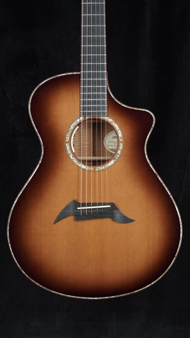Preowned Breedlove Custom C25 Concert - Figured Koa / Western Red Cedar Sunburst - Front Close