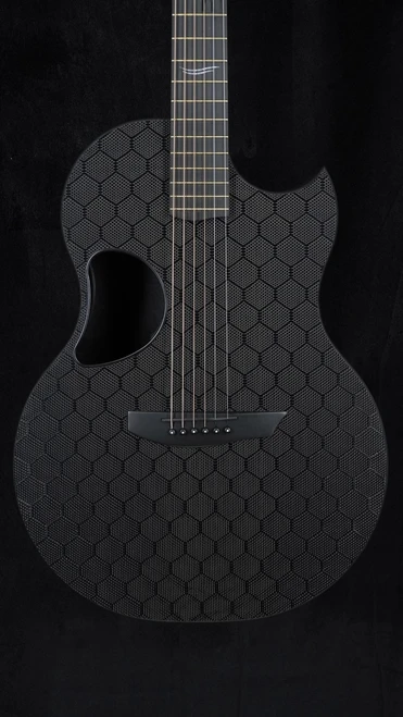 Preowned McPherson Sable Carbon Fiber Acoustic Guitar - Honeycomb Weave / Black Hardware - Front Close