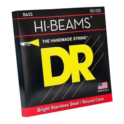 DR Strings HI-BEAMS Stainless Steel 6-String Bass Strings - Medium (30-125) - Left Angle