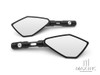 Pair Of Universal Black Shorty CNC Machined Aluminium Mirrors - M8 & M10 Thread Kit