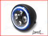 7.7 INCH High Quality Quad Projector LED Matte Black Metal Headlight + Blue Halo