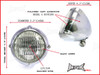 5.5 INCH Polished Aluminium Vintage Style Bottom Mount Headlight - 12v / 35w