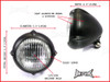 5.5 INCH Matte Black Aluminium Vintage Style Bottom Mount Headlight - 12v / 35w