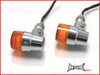 Chrome Alloy Retro LED Turn Signals / Indicators - Amber Lense