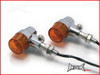 Chrome Alloy Retro LED Turn Signals / Indicators - Amber Lense
