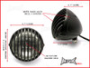 4.5 INCH Matte Black Alloy Scalloped Vintage Grill Headlight - 12v / 35w