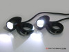 Matte Black Aluminium Bullet Spot / Fog Lights + Complete Wiring Kit + Fork Clamps - 44/45mm