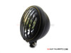 5.75" Bates Style Prison Grill Matte Black Metal Headlight - 12v / 55w Halogen Bulb