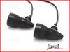 Matte Black Alloy Retro LED Turn Signals / Indicators - Smoked Lense