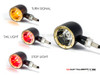 Black + Brass Bezel CNC Machined Billet Alum Classic Integrated LED Stop / Tail Lights + Turn Signals