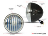 6" Gloss Black & Chrome + Prison Grill Metal Classic Headlight - Emarked