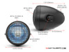 5.75" Vintage Style Black + Mesh Metal Headlight + Integrated Digital GPS Speedometer