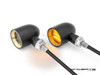MAX "DERBY" Black + Brass CNC Machined Alum Classic Mini LED Indicators / Turn Signals
