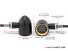 MAX "DERBY" Black + Brass CNC Machined Alum Classic Mini LED Indicators / Turn Signals