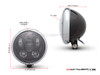 5.75" Bates Style LED Six Projector Gloss Black + Chrome Metal Headlight