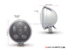 5.75" Bates Style LED Six Projector Chrome Metal Headlight