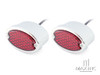 Classic Chrome Metal Oval LED Stop / Tail Lights - Pair