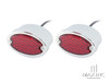 Classic Chrome Metal Oval LED Stop / Tail Lights - Pair