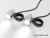 Chrome Aluminum Bullet Spot / Fog Lights + Complete Wiring Kit + Fork Clamps - 38/39mm