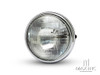 7.7" Gloss Black + Chrome Shorty Metal Headlight - 12v / 55w Sealed Beam