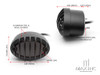 Matte Black Metal Grilled Oval LED Stop / Tail Light - Smoked Lens
