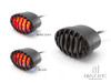 Matte Black Metal Grilled Oval LED Stop / Tail Light - Smoked Lens