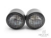 Black Universal Twin Metal Headlight + Mesh Grill - 12v / 35w
