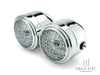 Chrome Universal Twin Metal Headlight + Mesh Grill - 12v / 35w