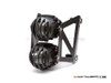Black Dual Stacked Prison Grill Streetfighter Projector Headlight Set - Fits Fork Sizes 32 - 59mm