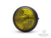 7.7" Matte Black Universal Metal Classic Yellow Lens Headlight + Mesh Grill