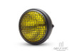 7.7" Matte Black Universal Metal Classic Yellow Lens Headlight + Mesh Grill