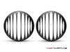 Prison Bar Design 7" Black + Contrast Cut CNC Aluminum Headlight Guard Covers - Pair