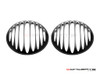 Prison Bar Design 7" Black + Contrast Cut CNC Aluminum Headlight Guard Covers - Pair