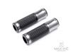 Retro Silver Anodized CNC Machined Aluminum / Rubber Hand Grips - 7/8" (22mm)