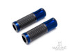 Retro Blue Anodized CNC Machined Aluminum / Rubber Hand Grips - 7/8" (22mm)