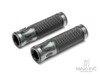 Oval Cut Gun Metal Grey Anodized CNC Machined Aluminum / Rubber Hand Grips - 7/8" (22mm)