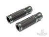 Oval Cut Gun Metal Grey Anodized CNC Machined Aluminum / Rubber Hand Grips - 7/8" (22mm)