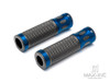 Oval Cut Blue Anodized CNC Machined Aluminum / Rubber Hand Grips - 7/8" (22mm)
